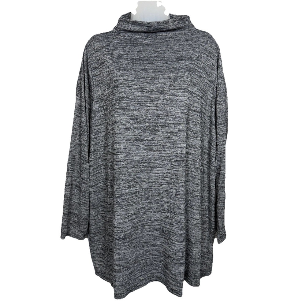 Lands End 3X Plus Heathered‎ Gray Marled Cowl Neck Tunic Lagenlook Cozy Top